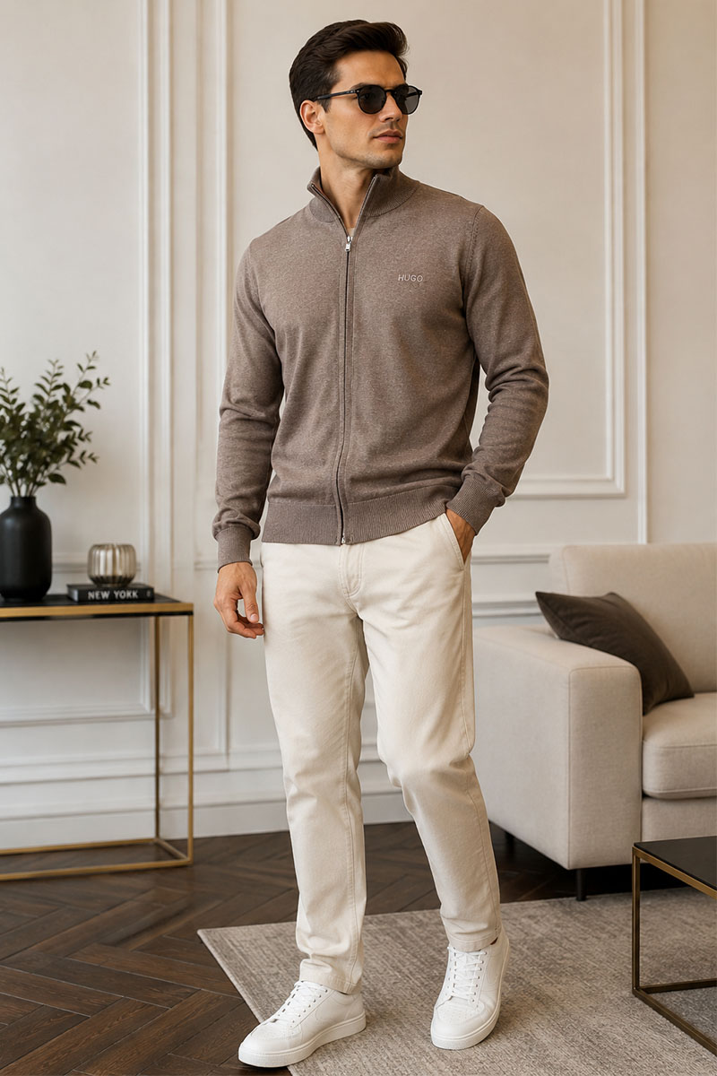 Hugо Воss Мужская кофта zip-up - Brown