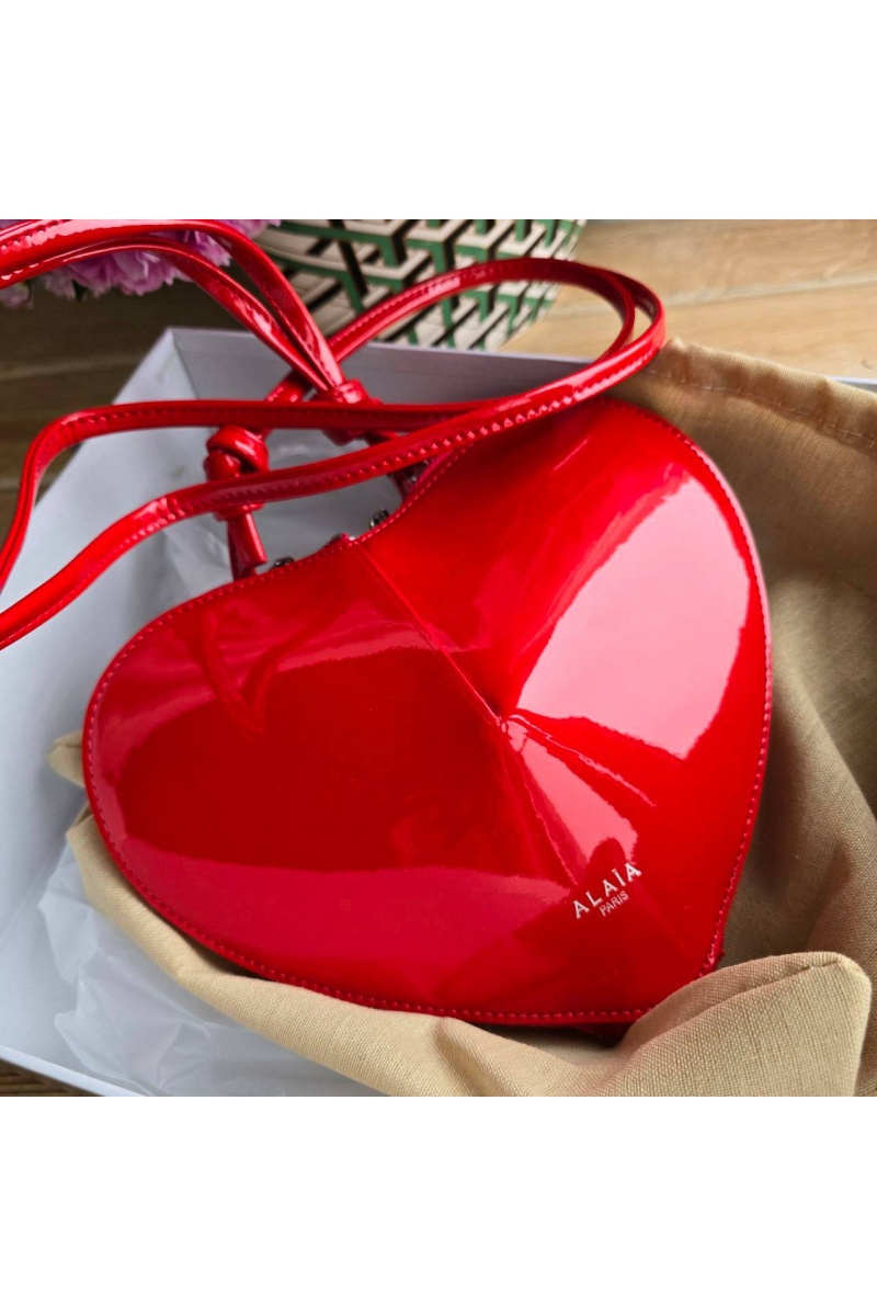Designer Clothing Женская лакированная сумка Alaia Le Coeur 22x15 см - Red
