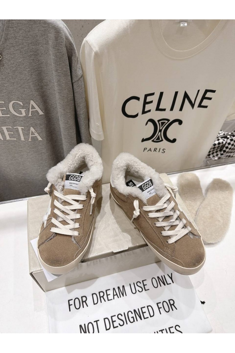 Designer Clothing Женские замшевые кроссовки с мехом Golden Goose Ball Star premium