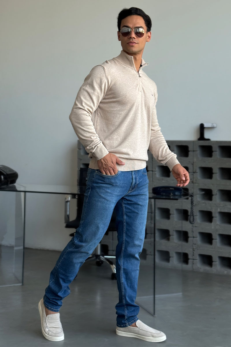 Tommy Hilfiger Кофта бежевого цвета quarter-zip