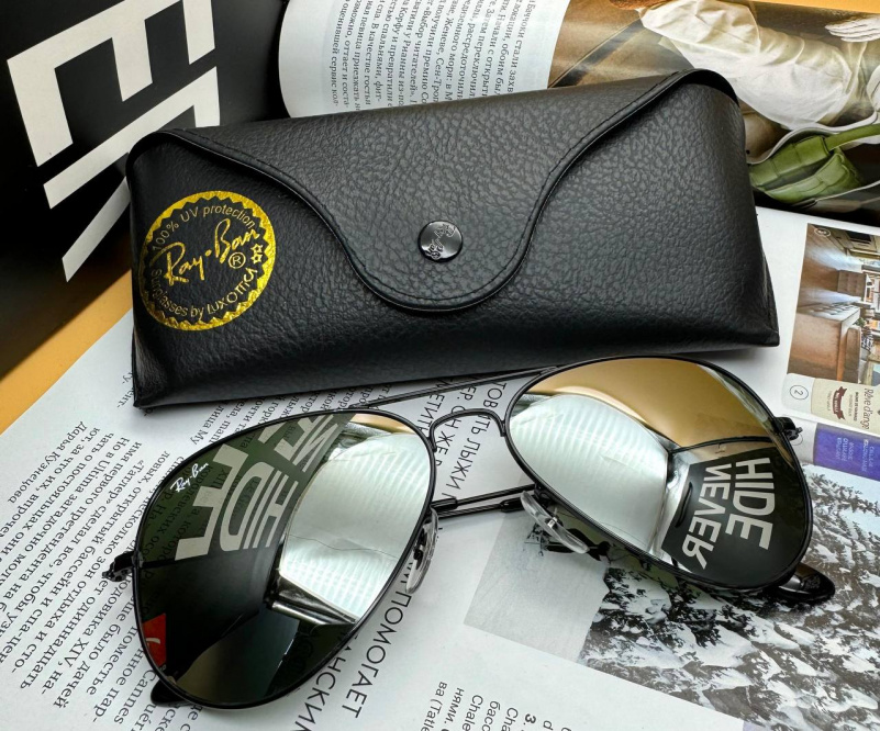 Ray Ban Солнцезащитные очки Aviator Large Metal - Black Mirrored