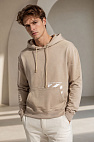 Бежевое худи logo-print drawstring