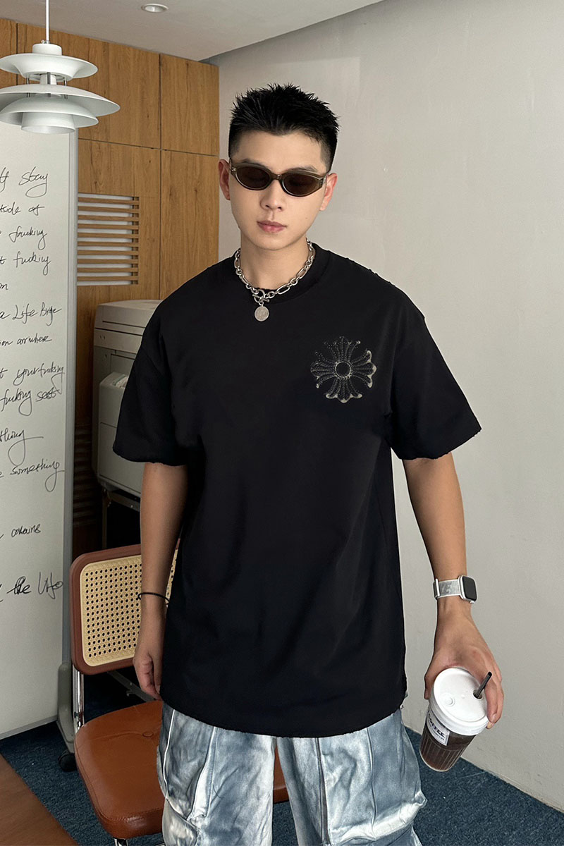 Chrome Hearts Чёрная оверсайз футболка Premium 