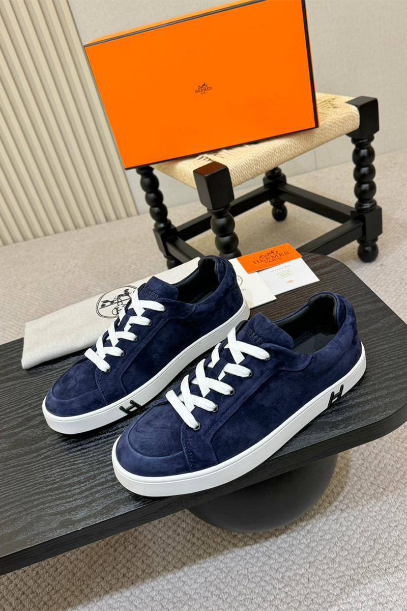 Hermes Мужские замшевые кроссовки Kid - Navy