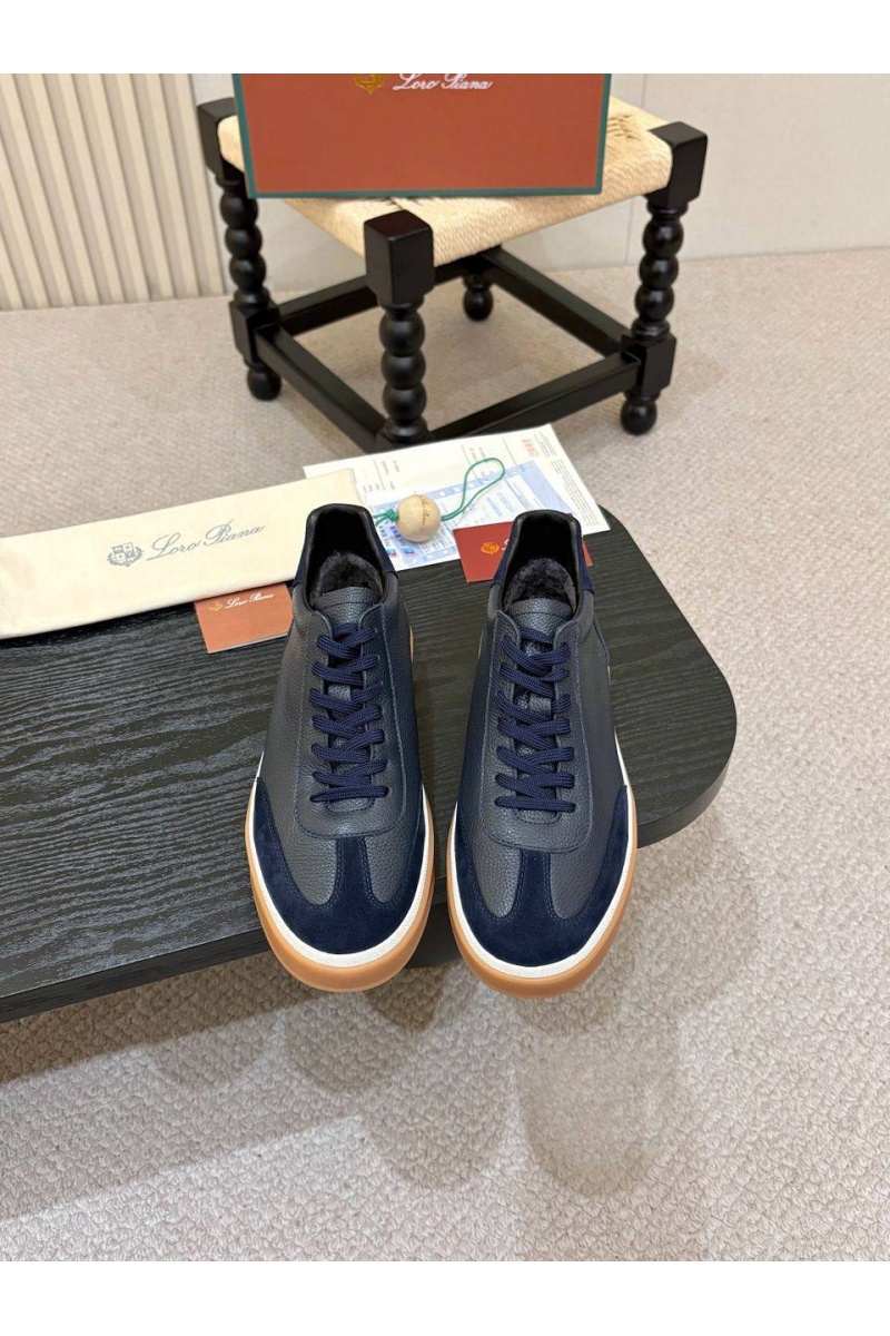 Loro Piana Кожаные кроссовки с мехом high-top