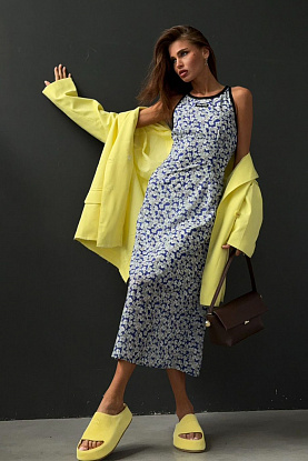 Женское платье flower print - Blue
