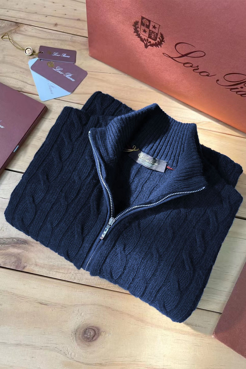 Loro Piana Кашемировый свитер Premium zip-neck - Navy 