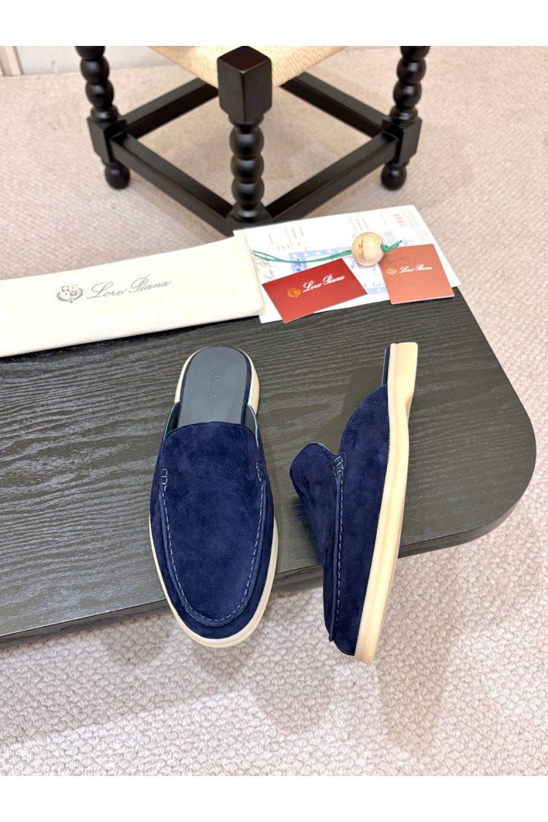 Loro Piana Мужские замшевые шлёпанцы