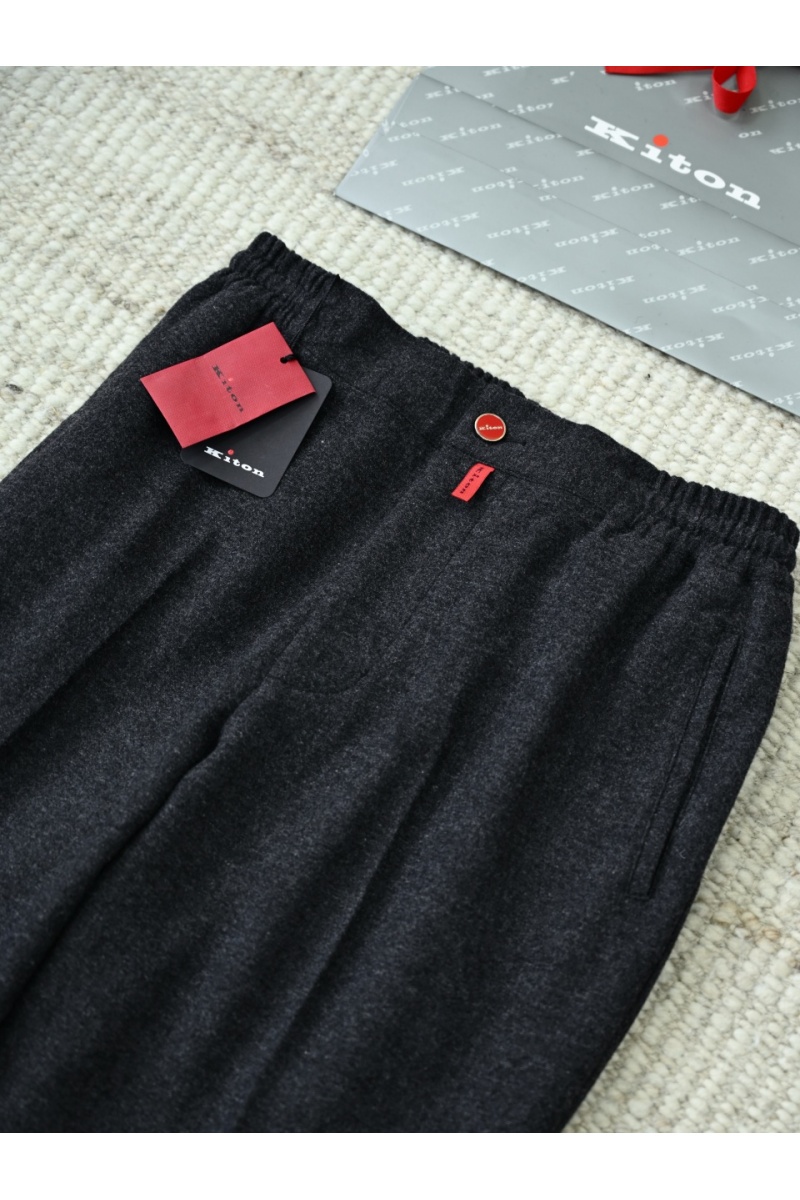 Kiton Мужские тёмно-серые брюки premium
