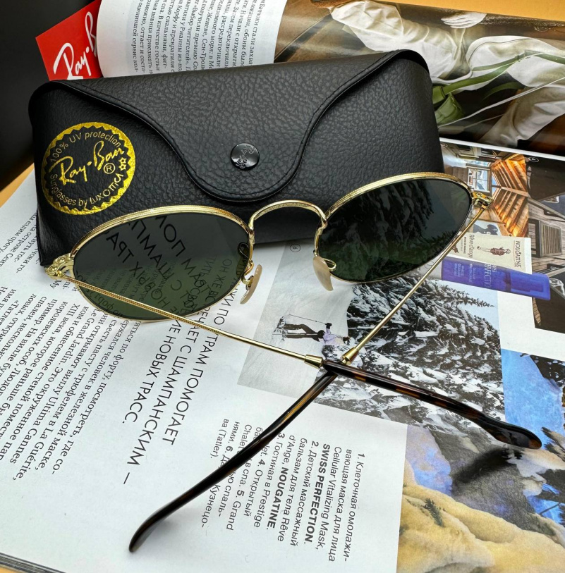 Ray Ban Солнцезащитные очки Round Metal - Green Mirrored