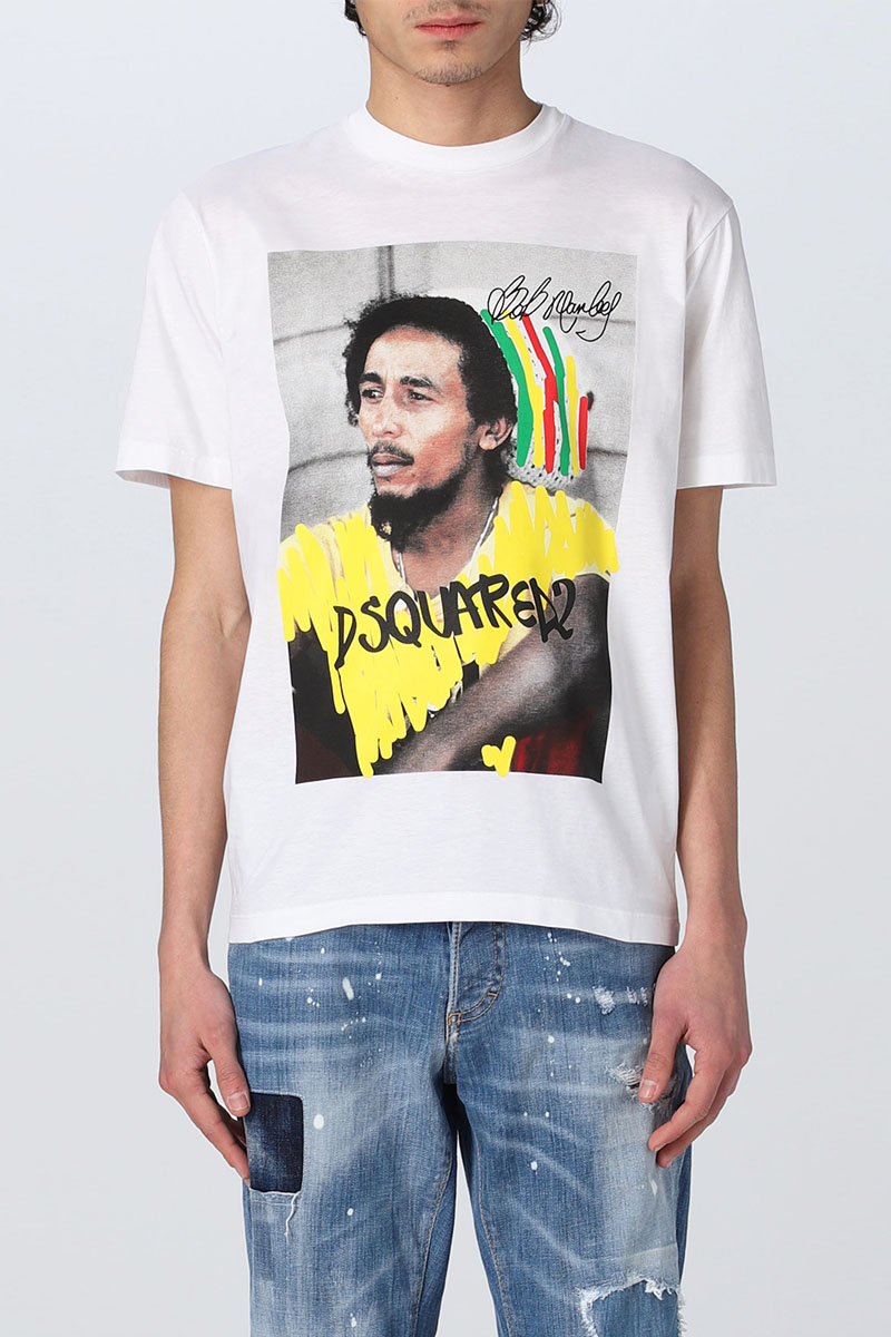 Dsquared2 Белая оверсайз футболка Bob Marley 