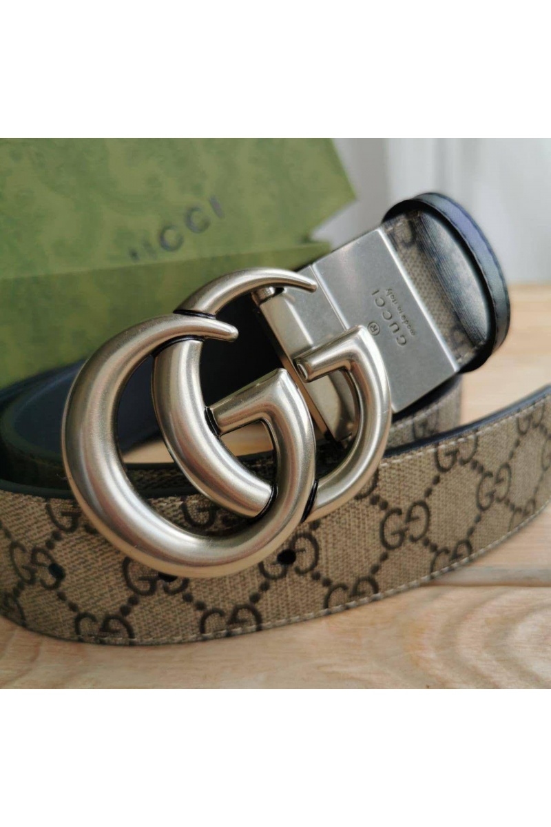 Gucci Двусторонний ремень GG Monogram - Silver (ширина 4 см, длина 80 / 85 см)