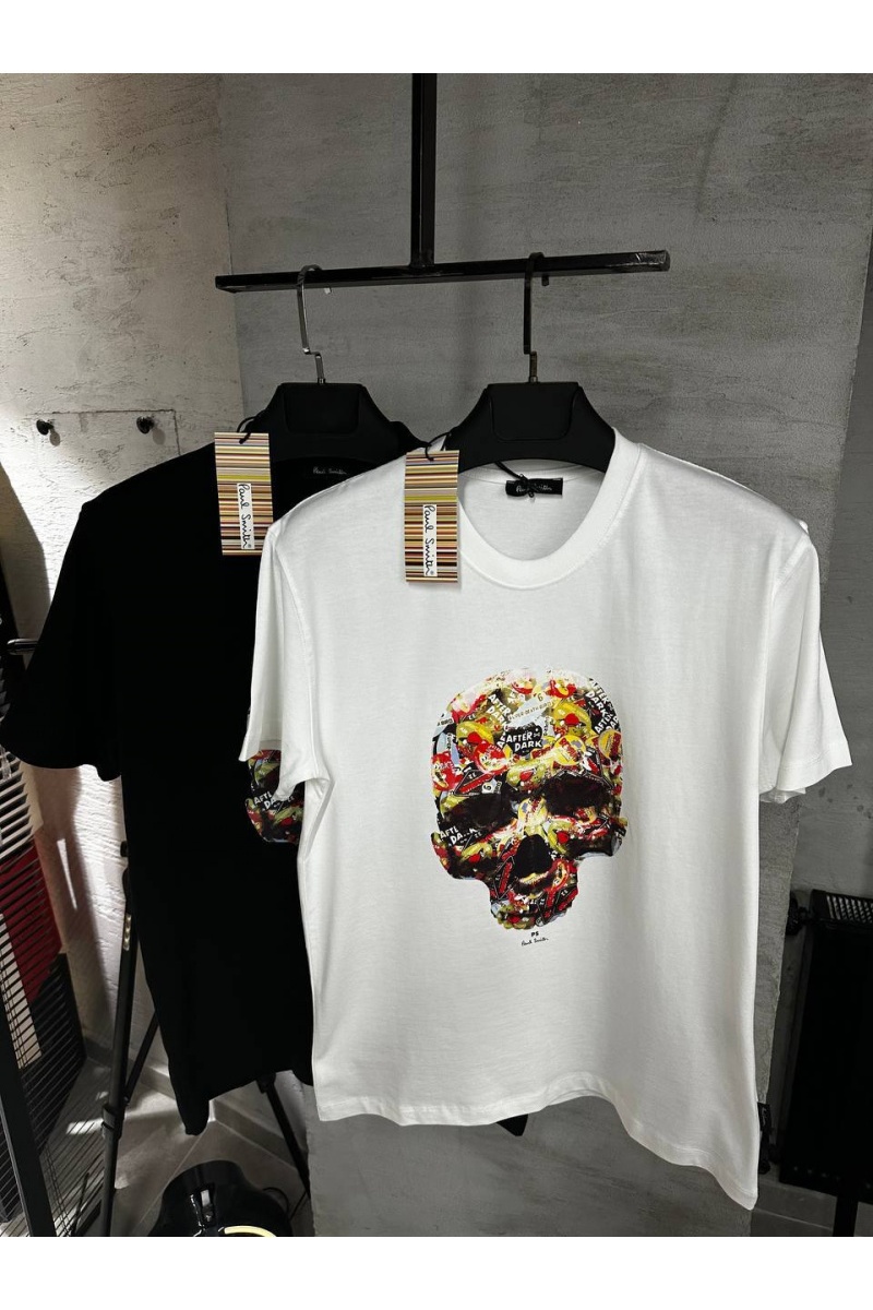 Paul Smith Белая футболка Sticker Skull print