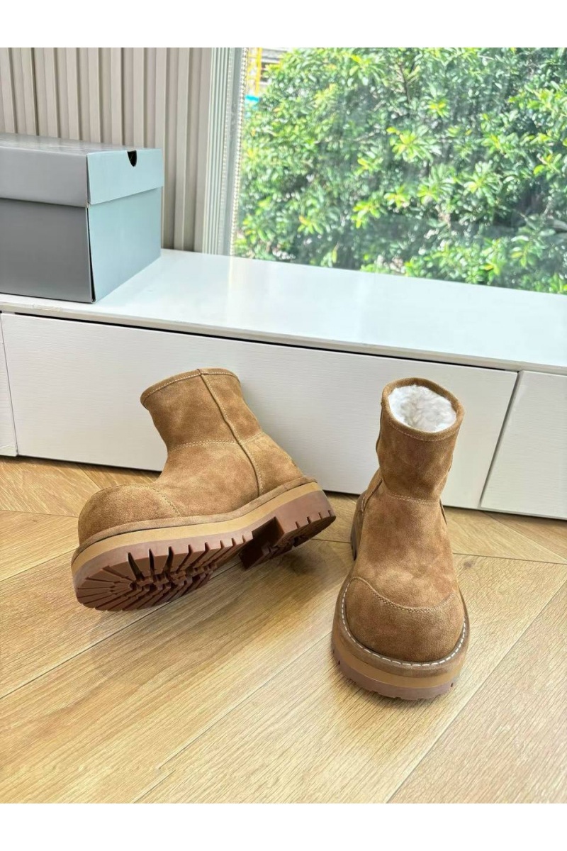 Balenciaga Женские замшевые ботинки с мехом Alaska Fur High Boot Premium - Chestnut