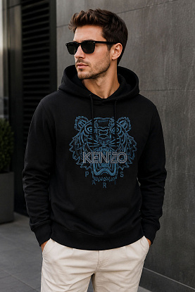 Чёрное худи Tiger Head embroidered