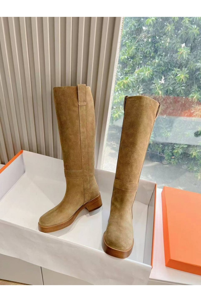 Hermes Женские замшевые сапоги Premium - Brown