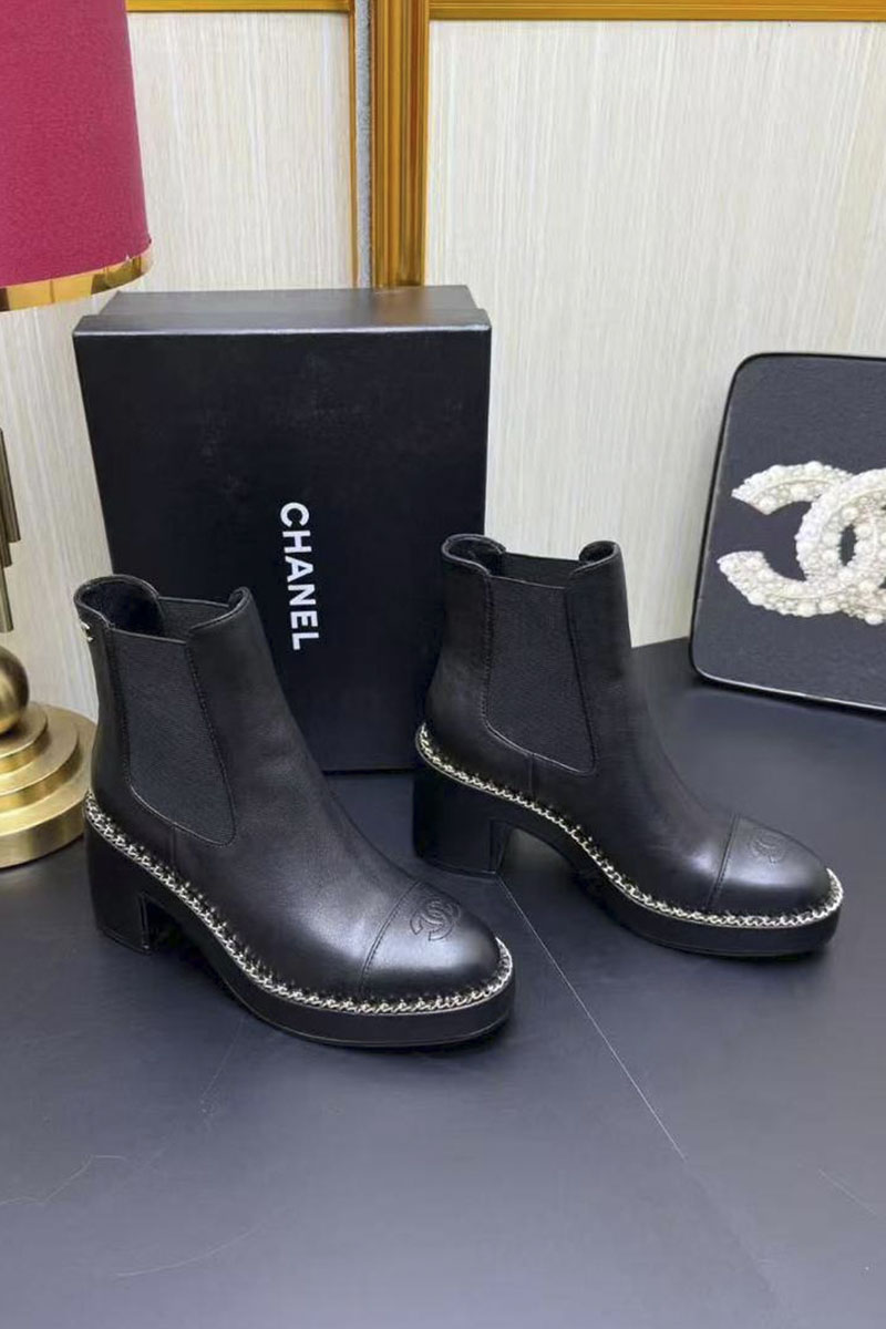 Chаnеl Женские кожаные сапоги 