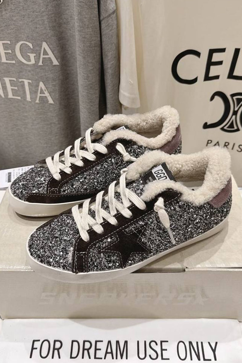 Designer Clothing Женские комбинированные кроссовки с мехом Golden Goose Ball Star premium