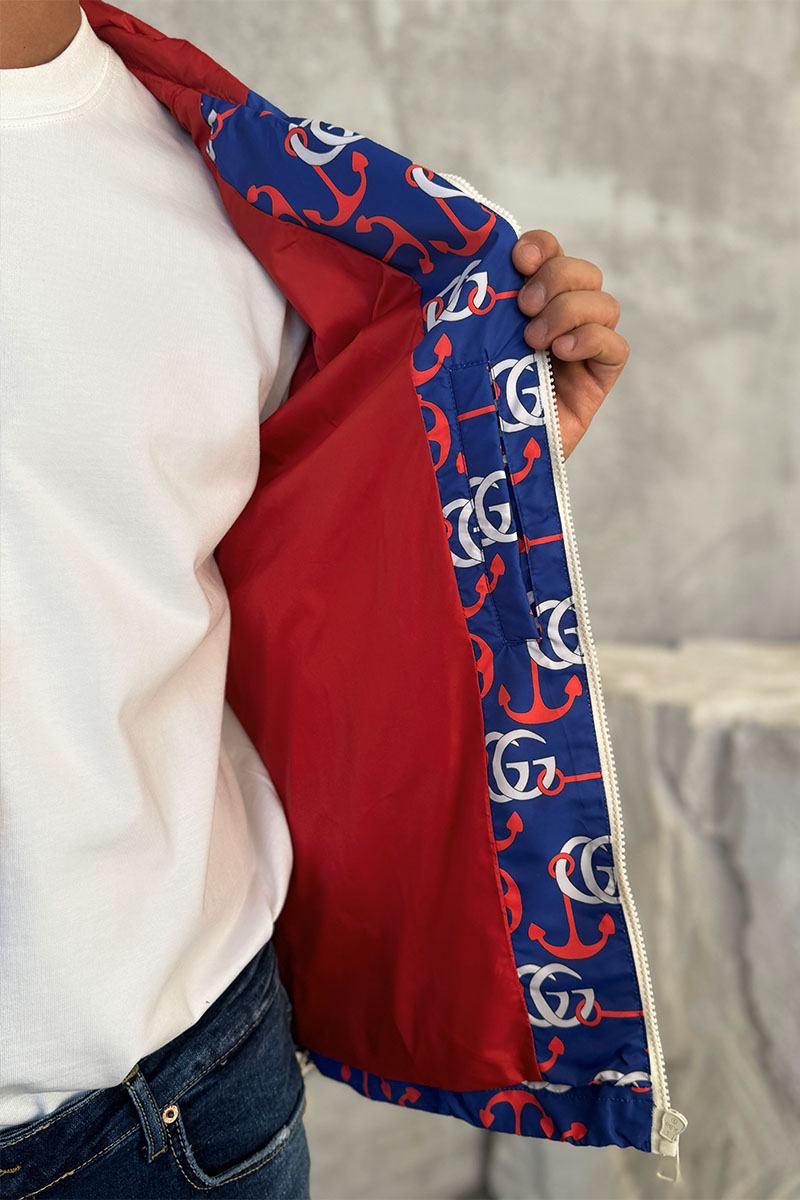Gucci Мужская синяя ветровка Double G Anchor