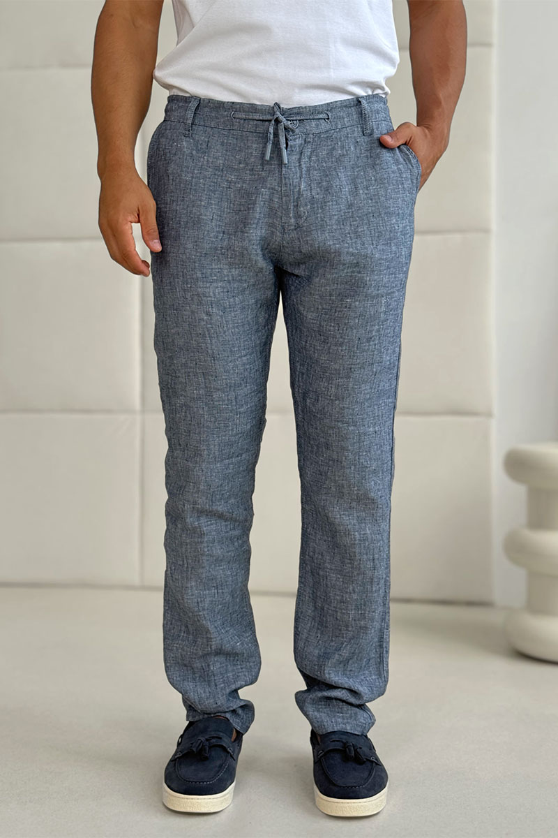 Loro Piana Льняные брюки синего цвета 