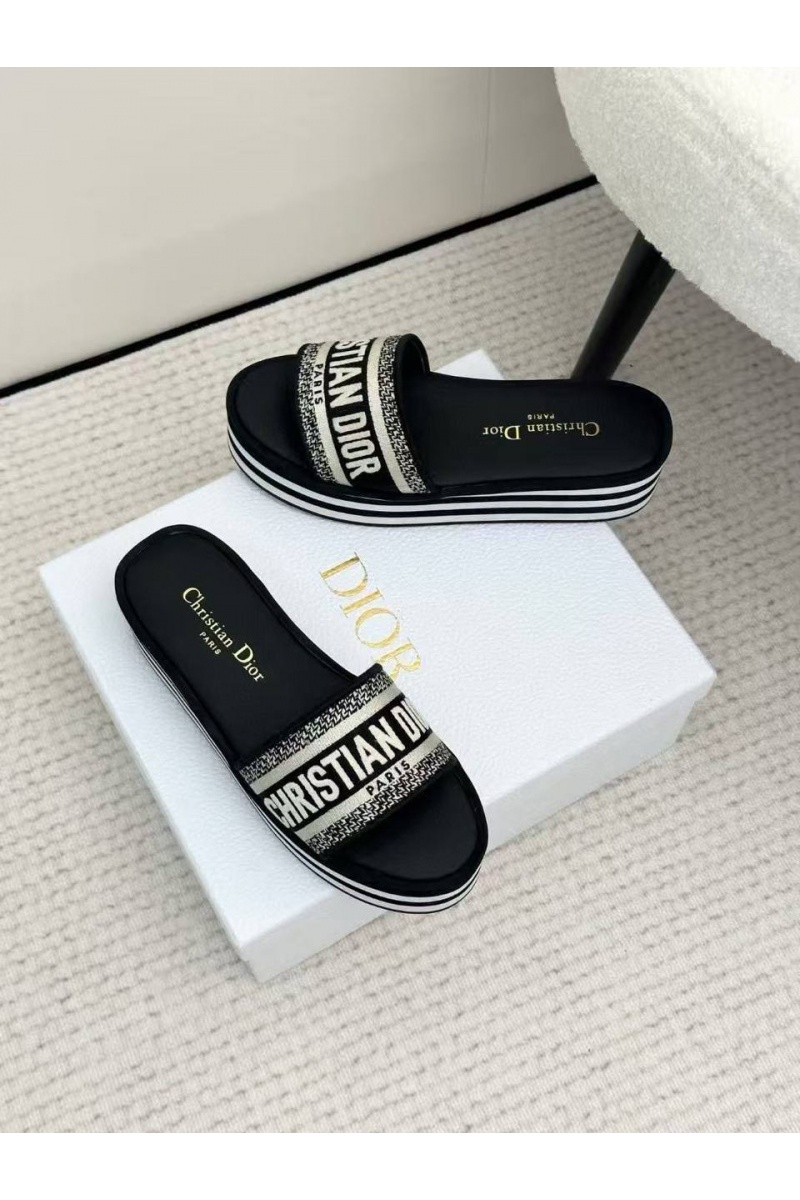 Dior Женские шлёпанцы на платформе Premium - Black