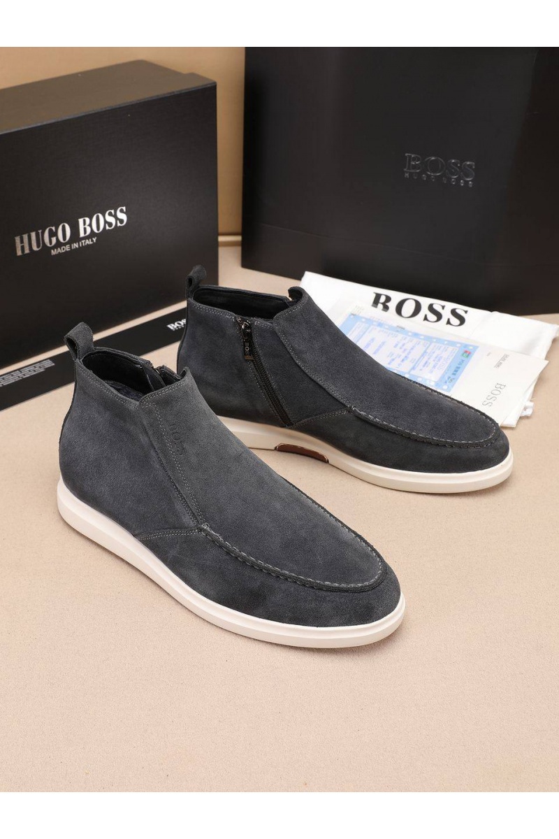 Hugо Воss Замшевые лоферы с мехом high-top - Grey
