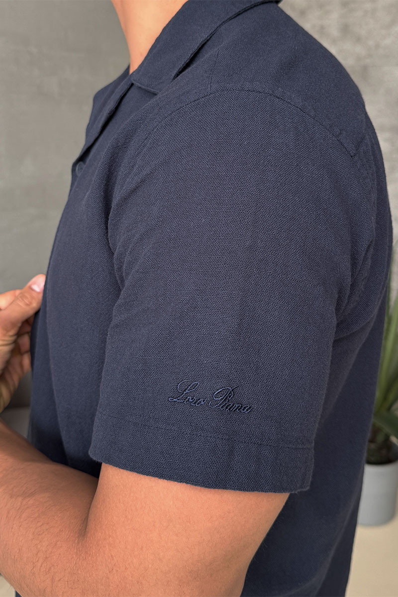 Loro Piana Мужская рубашка тёмно-синего цвета