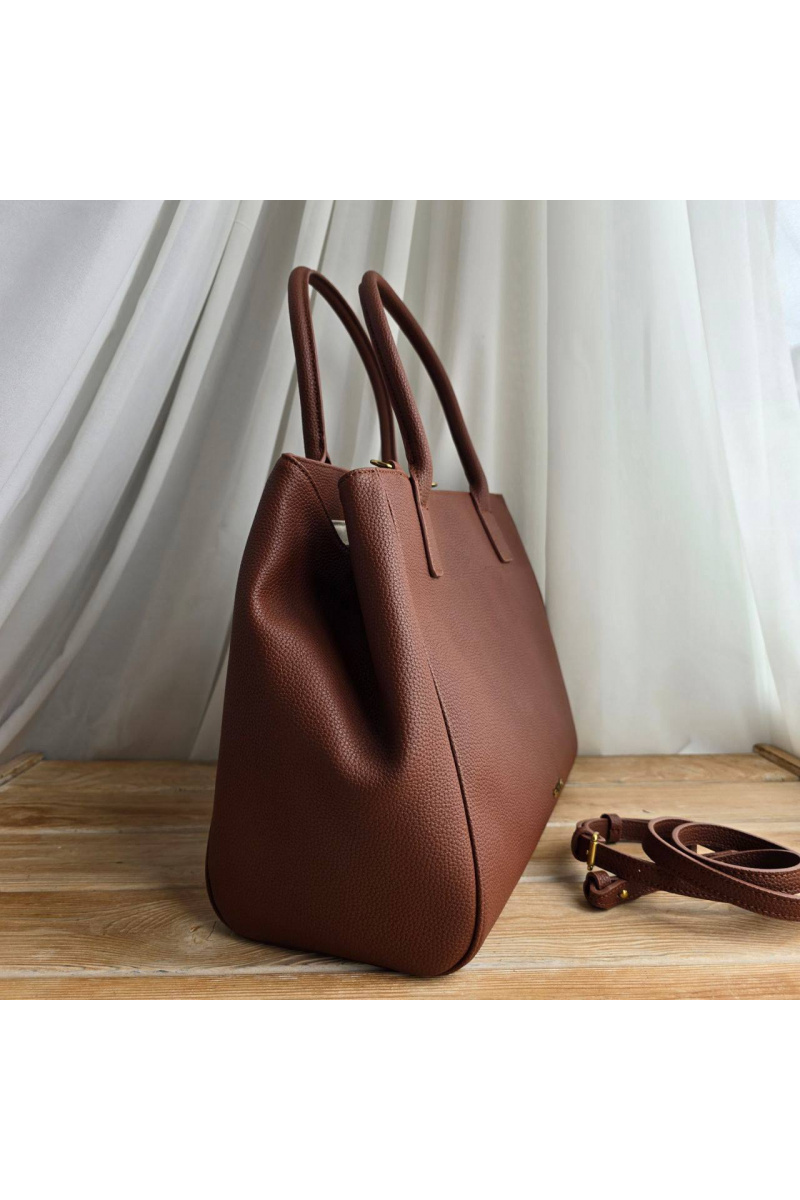  Кожаная сумка Tote 37x29 см - Brown