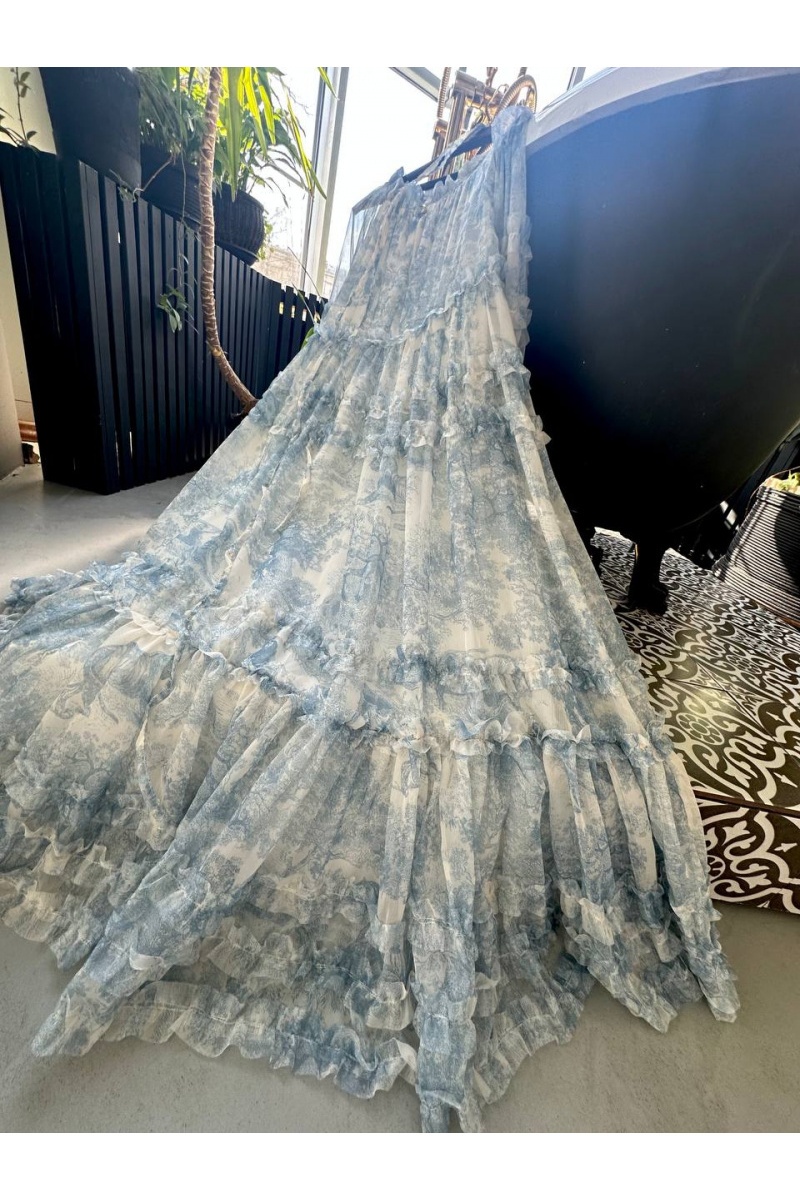 Designer Clothing Женское шифоновое платье Zimmermann голубого цвета