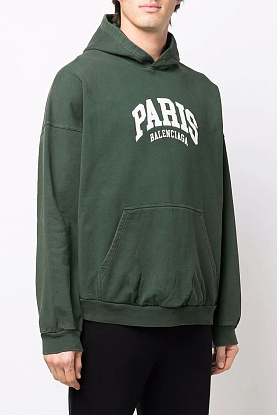 Зелёное худи Paris logo-embroidered