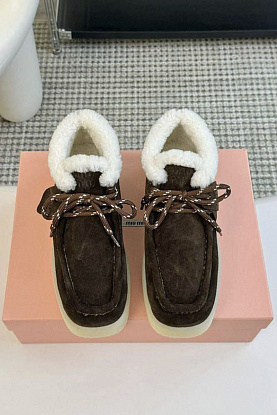 Женские замшевые лоферы с мехом premium