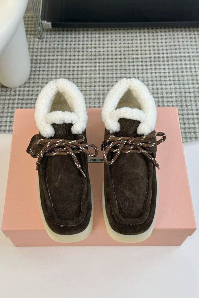 MIU MIU Женские замшевые лоферы с мехом premium