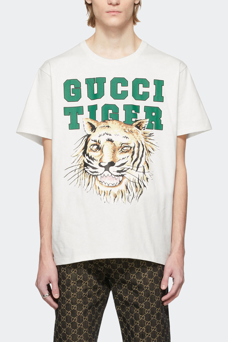 Gucci Белая оверсайз футболка Tiger print