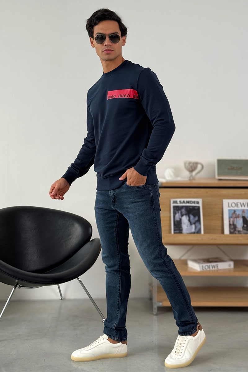 Hugо Воss Тёмно-синий свитшот Dranach chest-tape