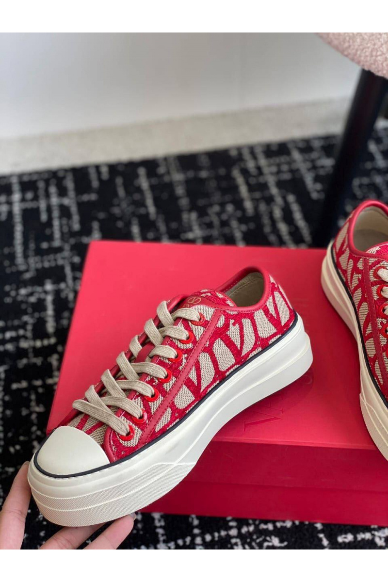 Valentino Женские кеды Toile Iconographe premium - Red