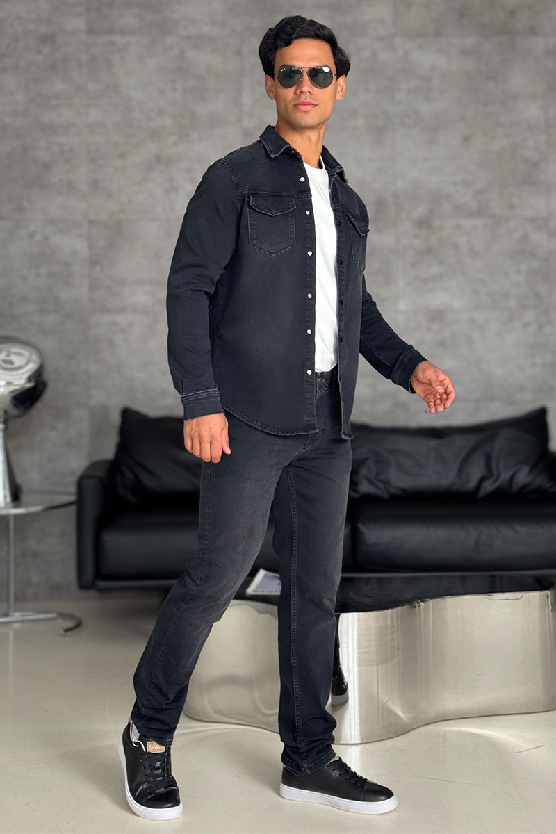 Loro Piana Джинсовая рубашка чёрного цвета