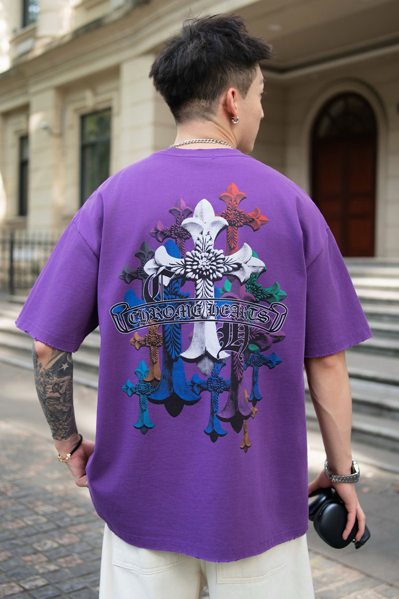 Chrome Hearts Фиолетовая оверсайз футболка Premium