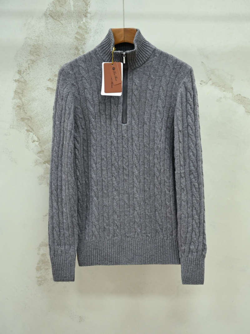Loro Piana Кашемировый свитер Premium zip-neck - Dark Grey