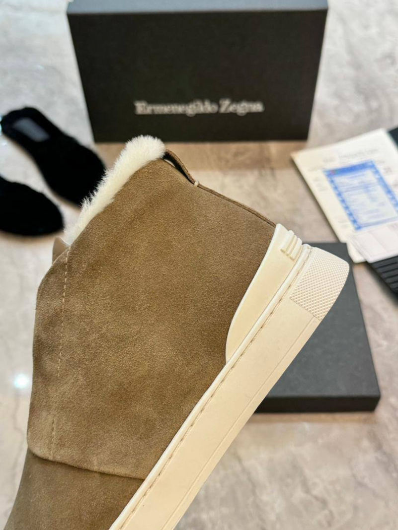 Zegna Кроссовки с мехом Triple Stitch - Beige