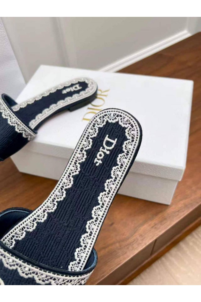 Dior Женские шлепанцы Dway Slide Embroidered Cotton premium