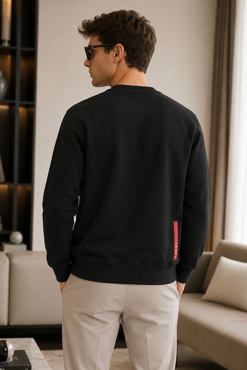 Prada Мужской чёрный свитшот logo-embroidered