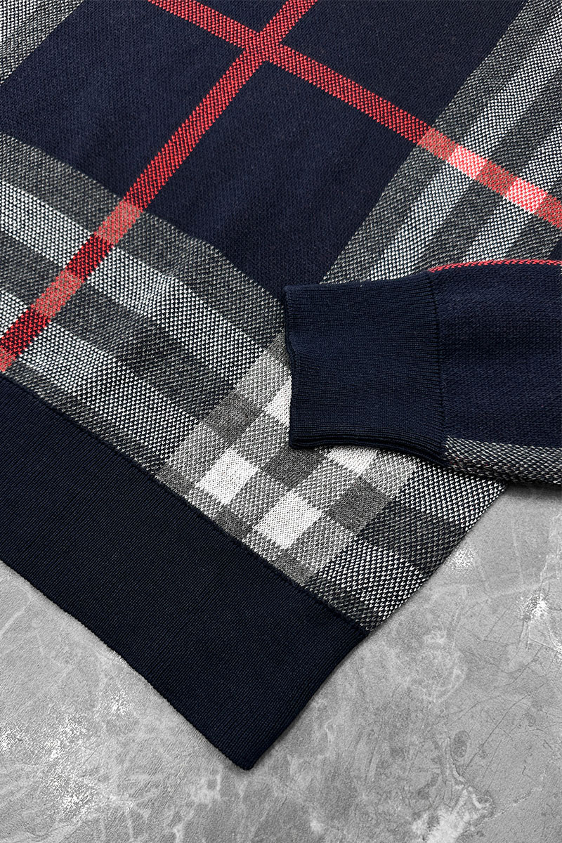 Burberry Мужская синяя кофта check pattern 