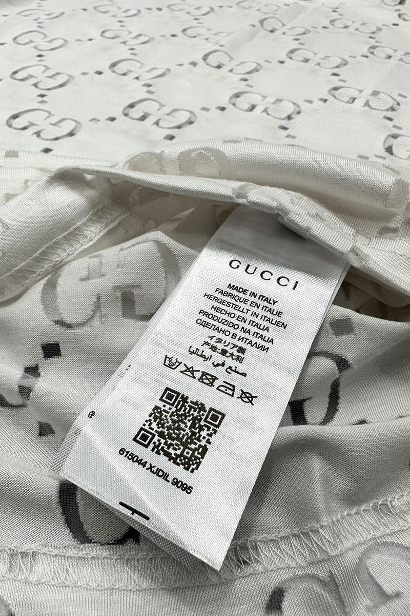 Gucci Мужская белая футболка GG Logo All-over