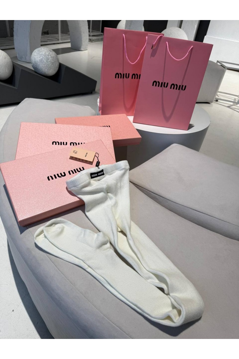 MIU MIU Женские кашемировые колготы белого цвета