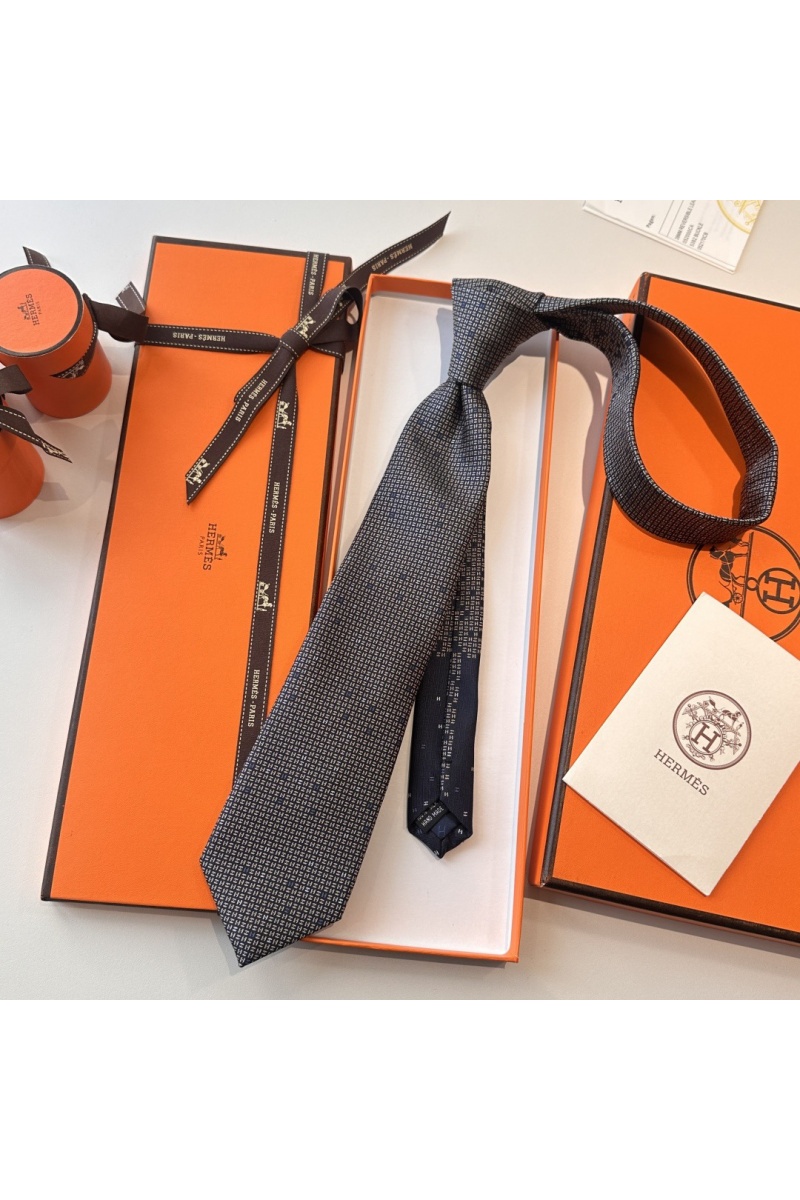 Hermes Галстук geometric logo-print premium - Navy