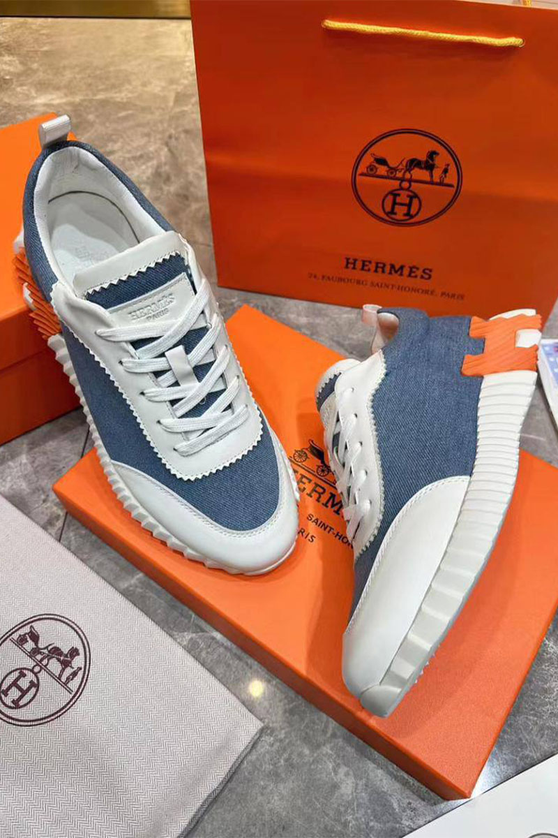 Hermes Мужские кроссовки Bouncing - White / Blue