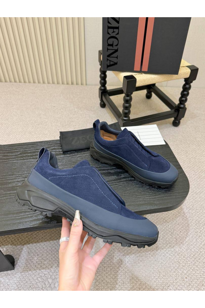 Zegna Замшевые кроссовки Triple Stitch Monte - Blue
