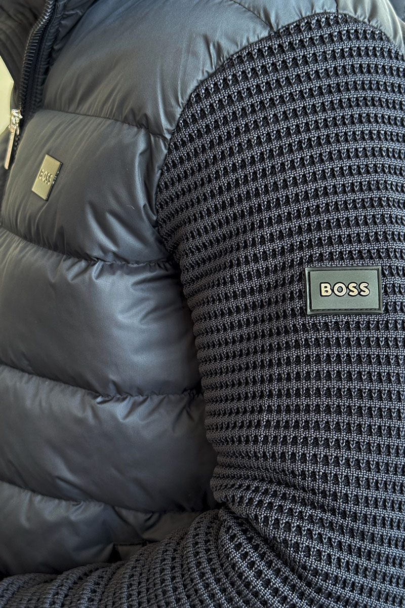 Hugо Воss Тёмно-синяя куртка с вязаными рукавами