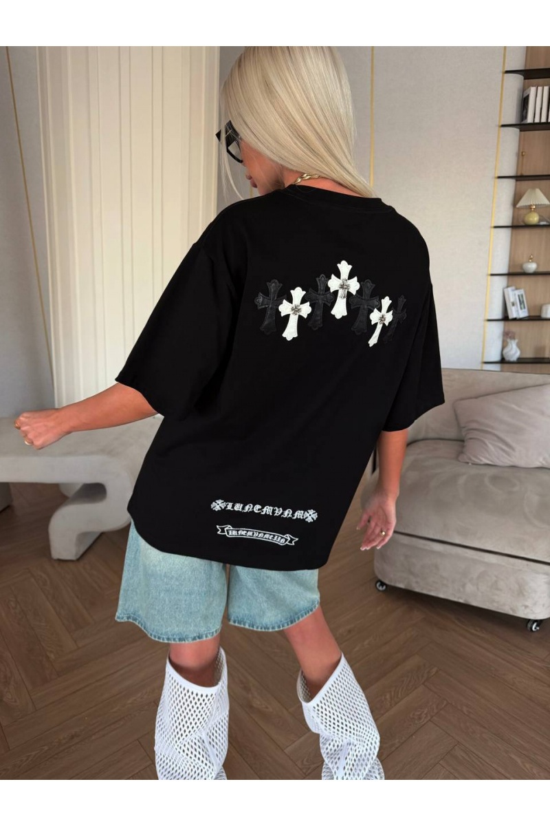 Chrome Hearts Женская оверсайз футболка чёрного цвета premium