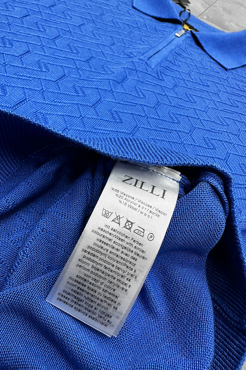 Zilli Поло с длинным рукавом zip-up - Blue